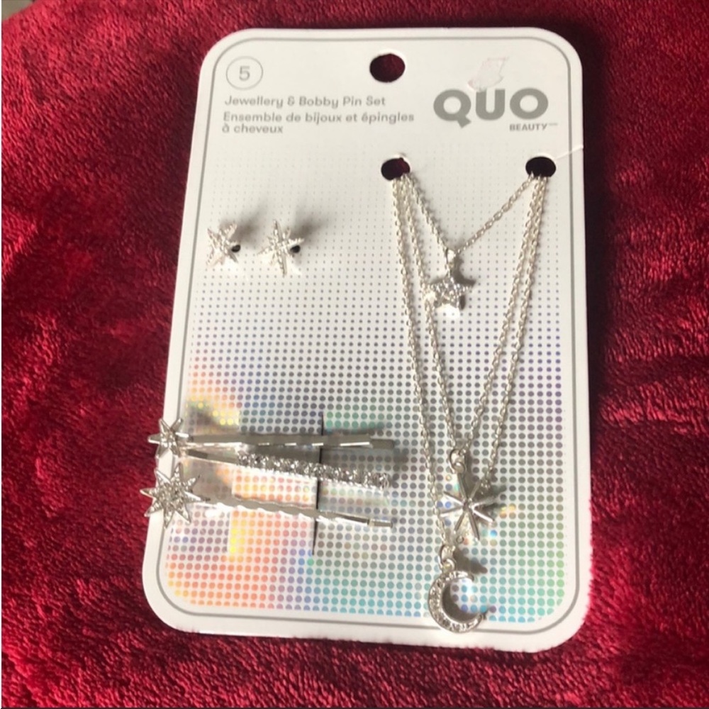 Earring and Bobby pin jewelry set star stacked necklace star